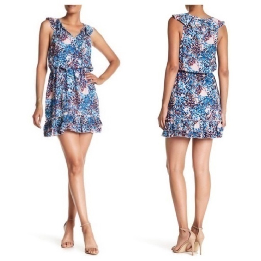 Parker English Garden floral tie neck ruffle dress KK8
